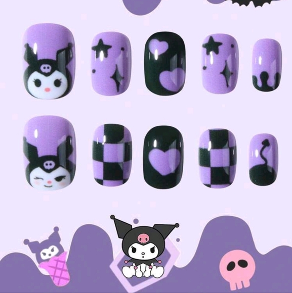 🫐4/$28+🫐Hello Kitty "Kuromi" Press On Nails - Picture 1 of 8